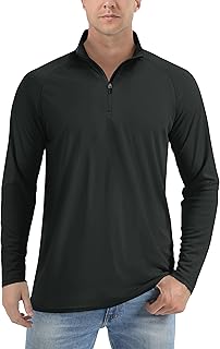 TACVASEN Men's UPF 50+ Shirts 1/4 Zip Up Sun Protection Long Sleeve Rash Guard Outdoor Hiking Hiking Running Shirts