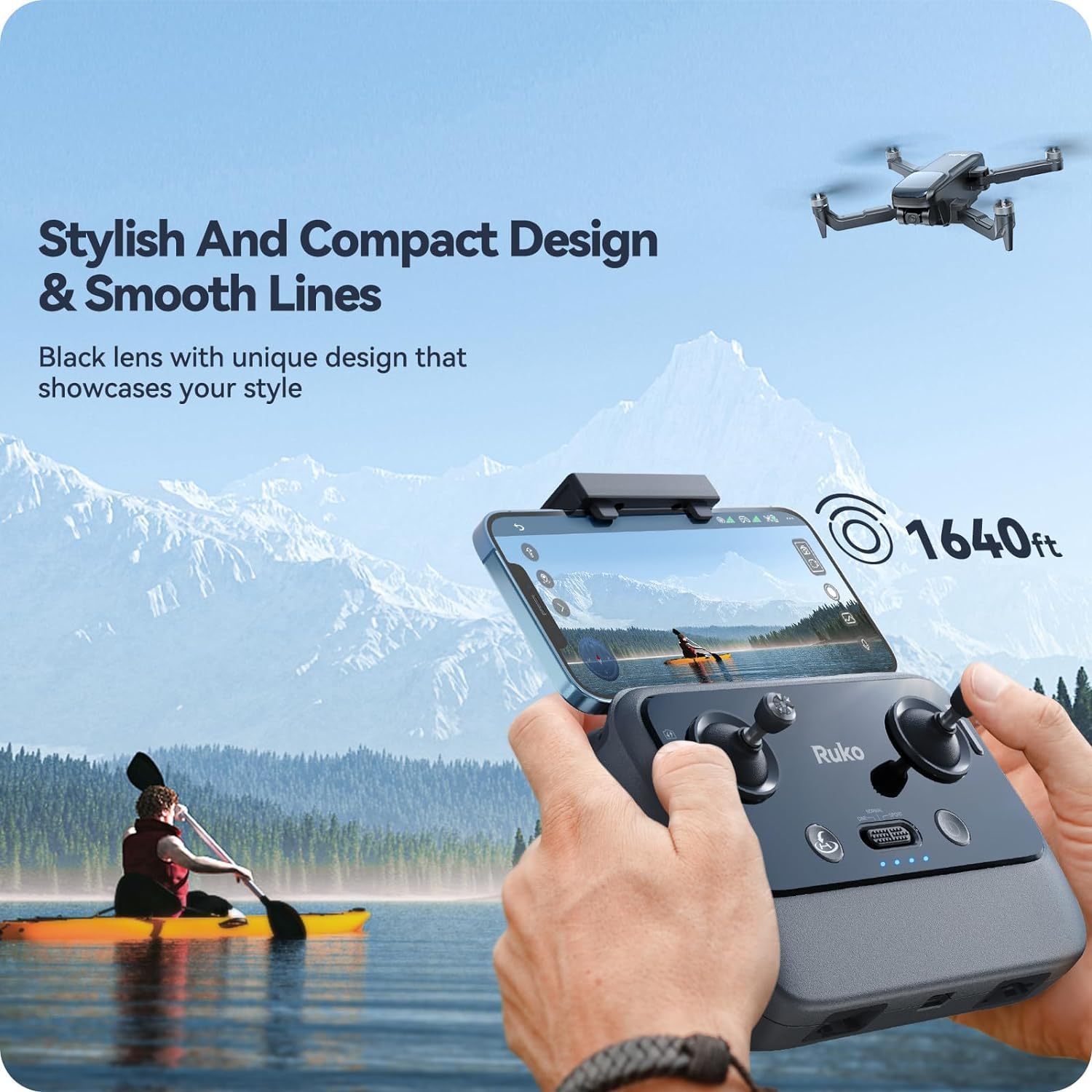 Ruko U11PRO First Drone with Camera for Adults, 4K UHD, FAA Remote ID Comply, 52 Mins Fly Time 2 Batteries, GPS Auto Return, Indoor-Outdoor Mode, Scale 5 Wind Resistance, Beginners Waypoint-2