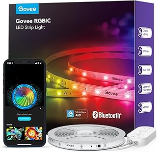 Govee RGBIC LED Strip Lights, 32.8ft Smart LED Lights for Bedroom, Bluetooth LED Lights APP Control, DIY Multiple Colors on One Line, Color Changing LED Strip Lighting Music Sync, Halloween Decor