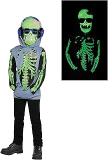 Amscan Zombie Gamer Glow-in-the-Dark Halloween Costume for Kids, Includes Hoodie and Mask