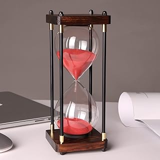 Premium Large Hourglass Sand Timer 60 Minutes, Decorative Sandglass Clock, Modern Hour Glass Timers Gift for Men & Women, Time Management Tools for Classroom Kitchen Home Office Desk Decor