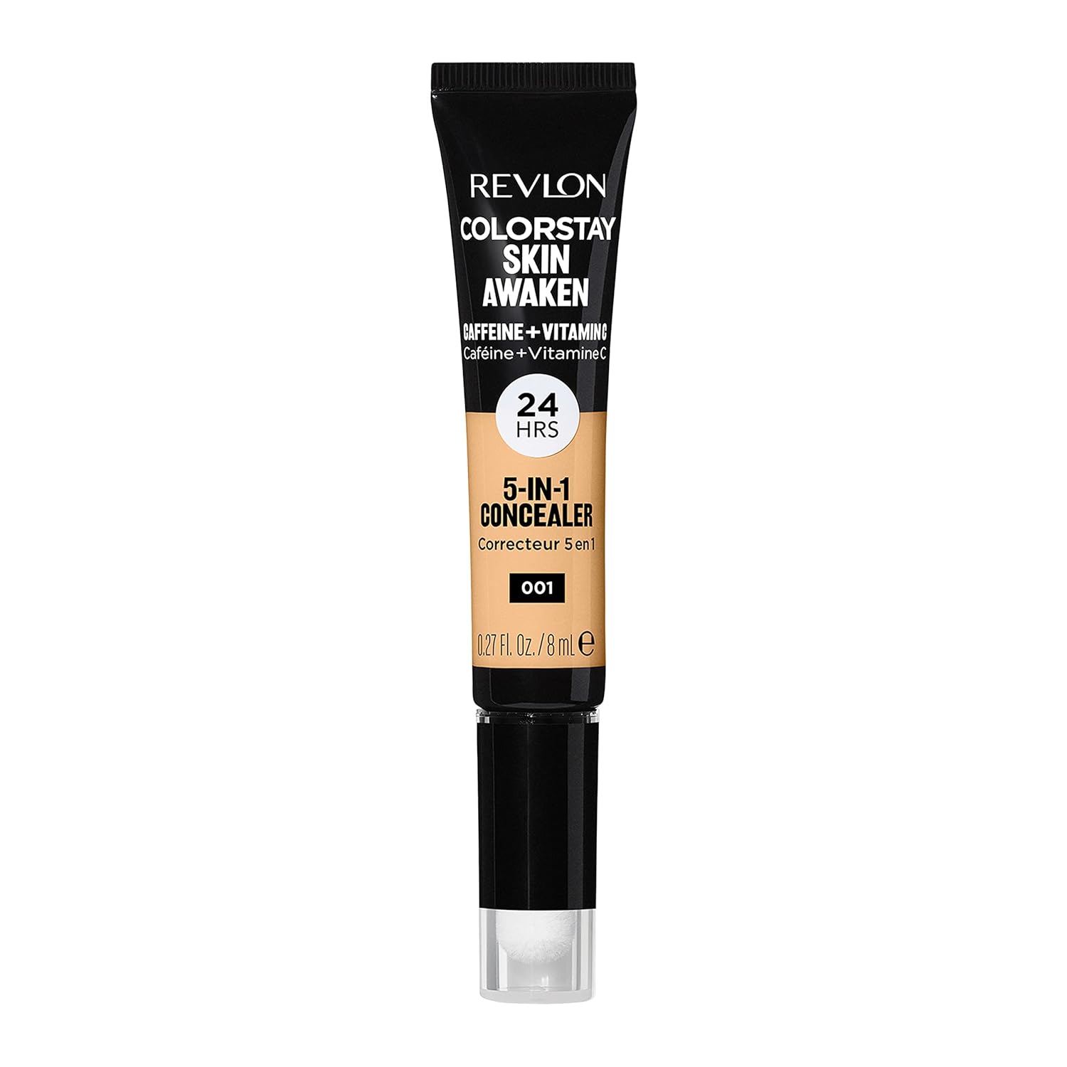 Revlon ColorStay Skin Awaken 5-in-1 Concealer, Lightweight, Creamy Longlasting Face Makeup with Caffeine & Vitamin C, For Imperfections, Dark Circles & Redness, 001 Universal Neutralizer, 0.27 fl oz-0