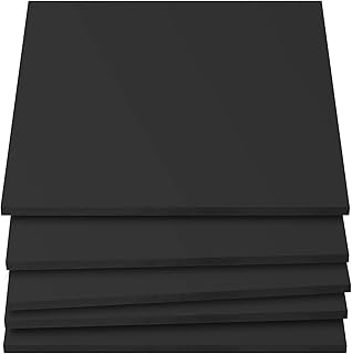 KEILEOHO 5 Pack 12 x 12 x 1/4 Inch Rubber Sheets, Black Rubber Sheets, Neoprene Rubber Sheets for Plumbing, Gaskets DIY Material, Sealing, Leveling, Bumpers, Supports, Protection, Flooring