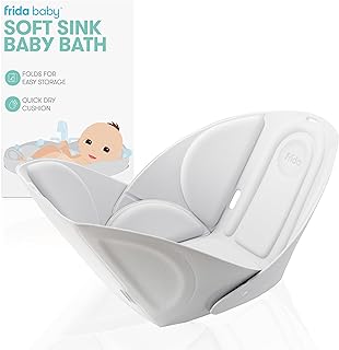 Frida Baby Soft Sink Baby Bath Seat | Sink Bather for Baby | Easy to Clean Baby Bathtub + Bath Cushion That Supports Baby's Head