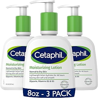 Cetaphil Body Moisturizer, Hydrating Moisturizing Lotion for All Skin Types, Suitable for Sensitive Skin, NEW 8 Oz Pack of 3, Fragrance Free, Hypoallergenic, Non-Comedogenic