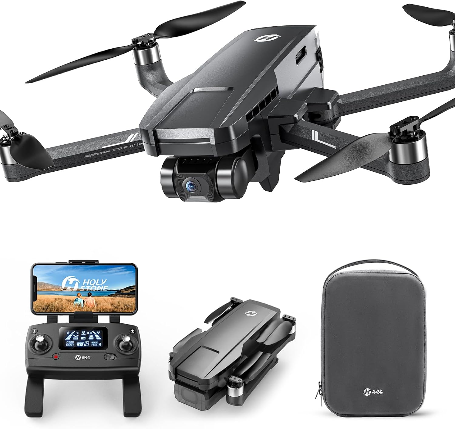 Holy Stone HS720G GPS Drones with Camera for Adults 4K FAA, 2-Axis Gimbal, Built-in Remote ID, 120°FOV, Brushless Motor, 5G WiFi Transmission, Smart Return Home, Professional FPV Drone for Beginner-0