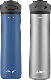 Contigo 24oz Leakproof Stainless Steel Water Bottle with Straw & Handle, Dual Insulated for Cold & Hot Drinks - 2 Pack