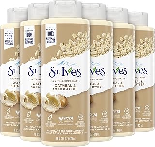 St. Ives Body Wash - Soothing Moisturizing Cleanser with Oatmeal & Shea Butter, Made with Plant-Based Cleansers and 100% Natural Extracts, 16 Oz Ea (Pack of 6)