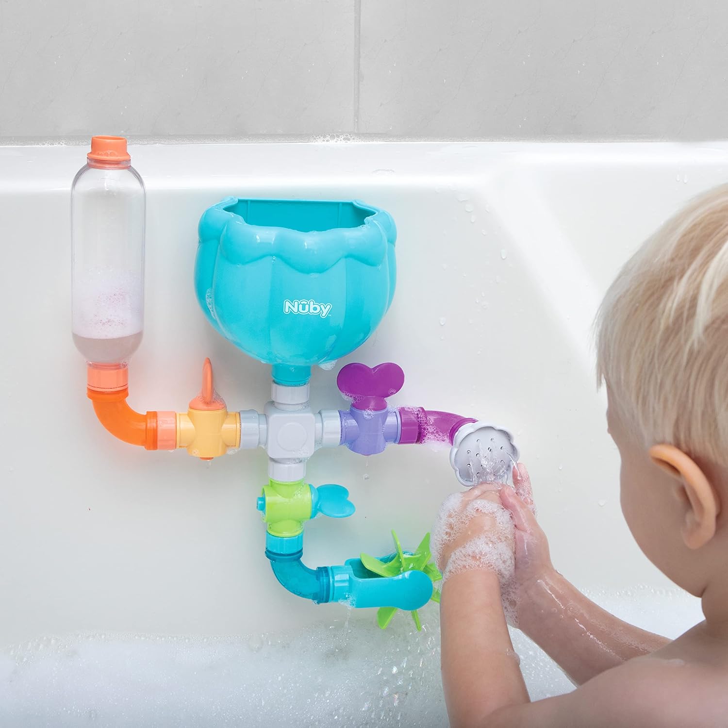 Nuby Wacky Waterworks Pipes Bath Toy - Baby Bathtub Toy with Interactive Features for Cognitive Development-6