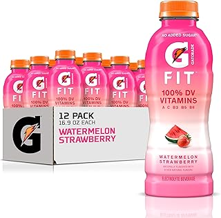 Gatorade Fit Electrolyte Beverage, Healthy Real Hydration, Watermelon Strawberry, 16.9.oz Bottles (12 Pack)