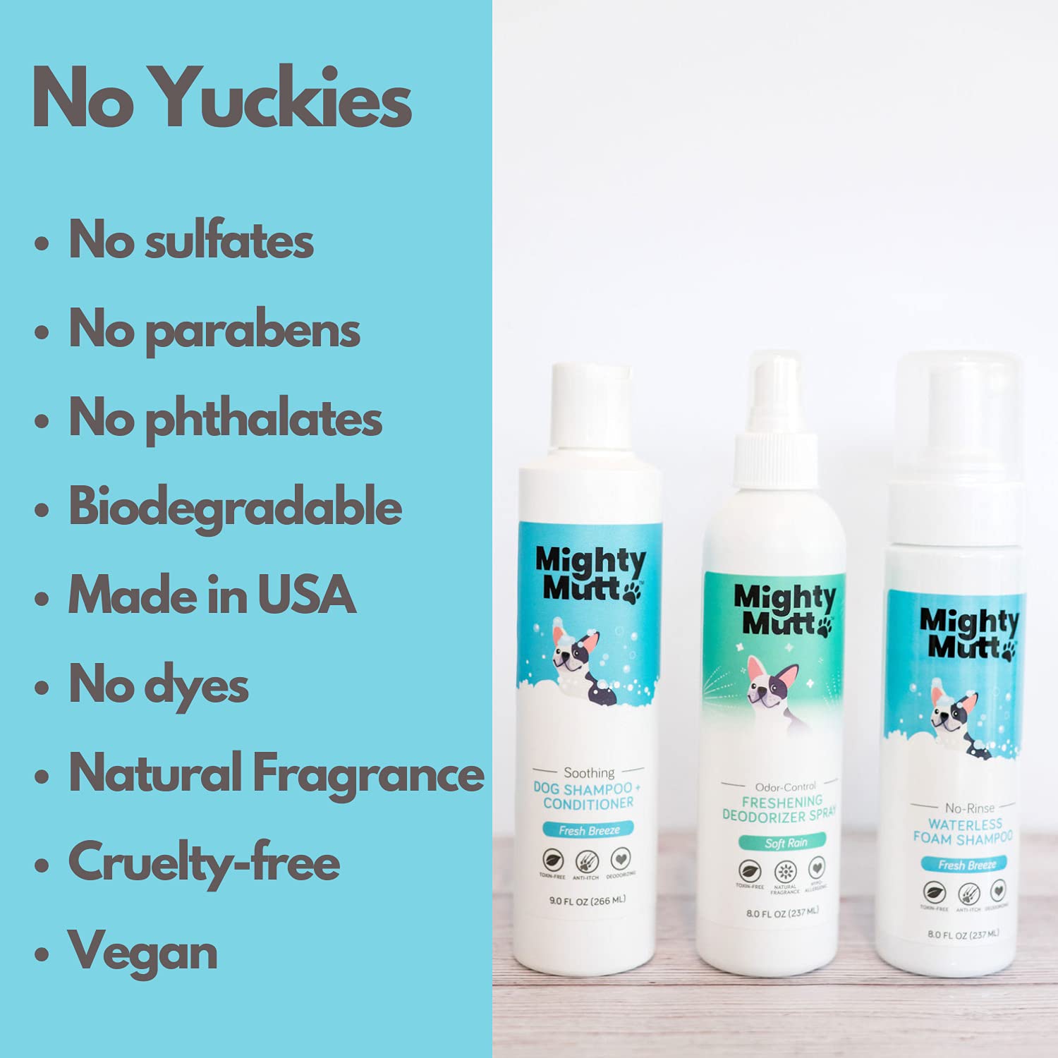 Mighty Mutt Ultimate Freshness Dog Grooming Kit – Includes Dog Dry Shampoo, Dog Shampoo and Conditioner, Dog Deodorizing Spray | Soothing, Deodorizing, Pet Friendly, Hypoallergenic | 3 Piece Set-2