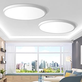 inShareplus 12 Inch LED Flush Mount Ceiling Light Fixture, 2 Pack 24W 5000K Daylight White Ultra-Thin Modern Ceiling Lamp, 3200LM Ceiling Linghting for Bathroom, Kitchen, Living Room