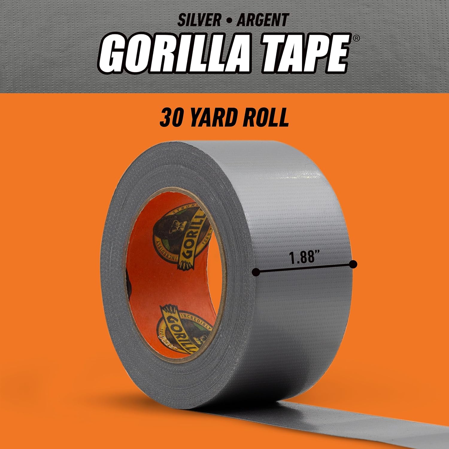 Gorilla Tape, 1.88 in x 30 yd, Silver (Pack of 1) - Duct, Utility, Triple Layer Strength, Indoor & Outdoor, Weather Resistant Shell-5