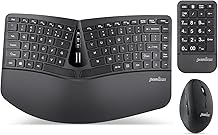 Perixx PERIDUO-606A, 3-in-1 Wireless Compact Ergonomic Keyboard with Vertical Mouse and Numeric Keypad - Adjustable Palm Rest - Tilt Wheel - Membrane Low Profile Keys - US English