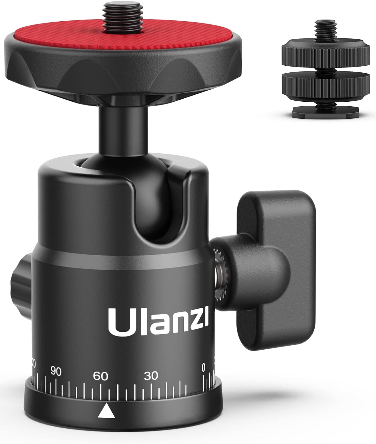 Mini Ball Head, ULANZI H28 Panoramic Tripod Head + Dual Hot Shoe Mount DSLR Camera Mount Adapter Photograph Attachment Accessories for Gopro Cam Camcorder Smartphone Light Microphone Loading 5.5lb-0