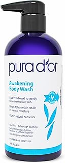 PURA D'OR Awakening Body Wash (16oz) with Aloe Vera, Chamomile, Lavender, Tea Tree and Natural Nutrients - pH Balanced for Moisturized Soft, Fresh-Feeling Skin, All Skin Types, Men & Women