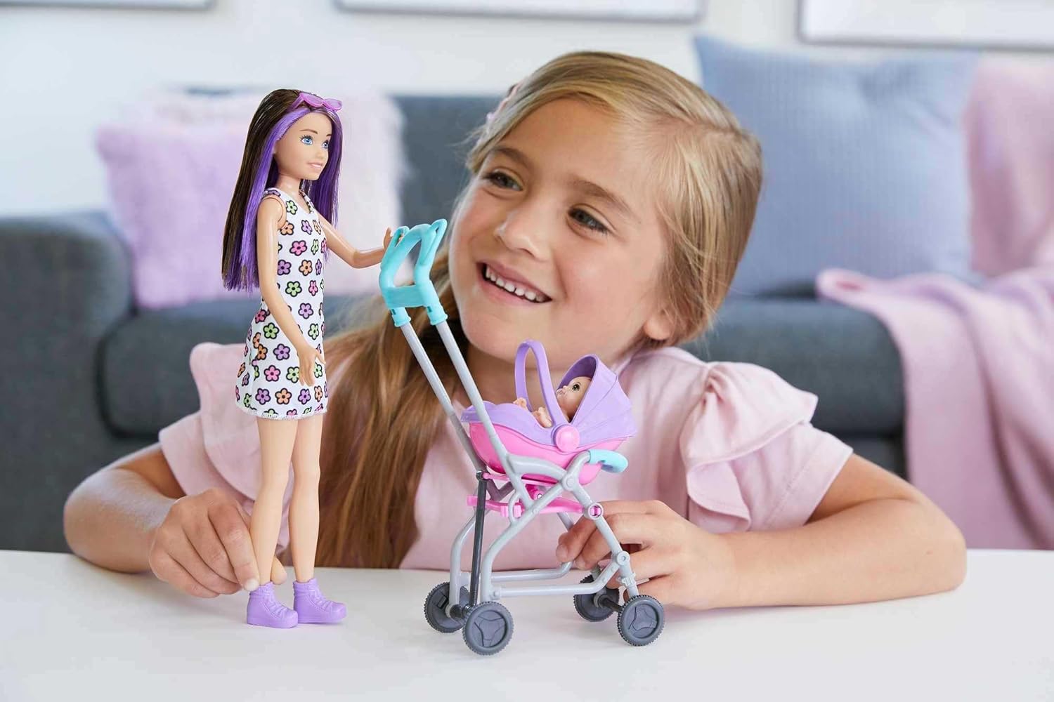 Barbie Skipper Babysitters Inc Playset with Doll, Stroller, Baby Doll & 5 Accessories, Remove Stroller Seat for Carrier-1