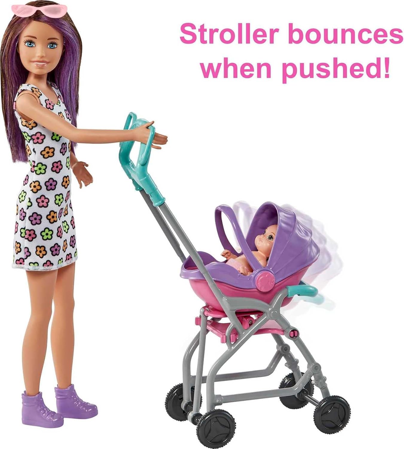 Barbie Skipper Babysitters Inc Playset with Doll, Stroller, Baby Doll & 5 Accessories, Remove Stroller Seat for Carrier-2