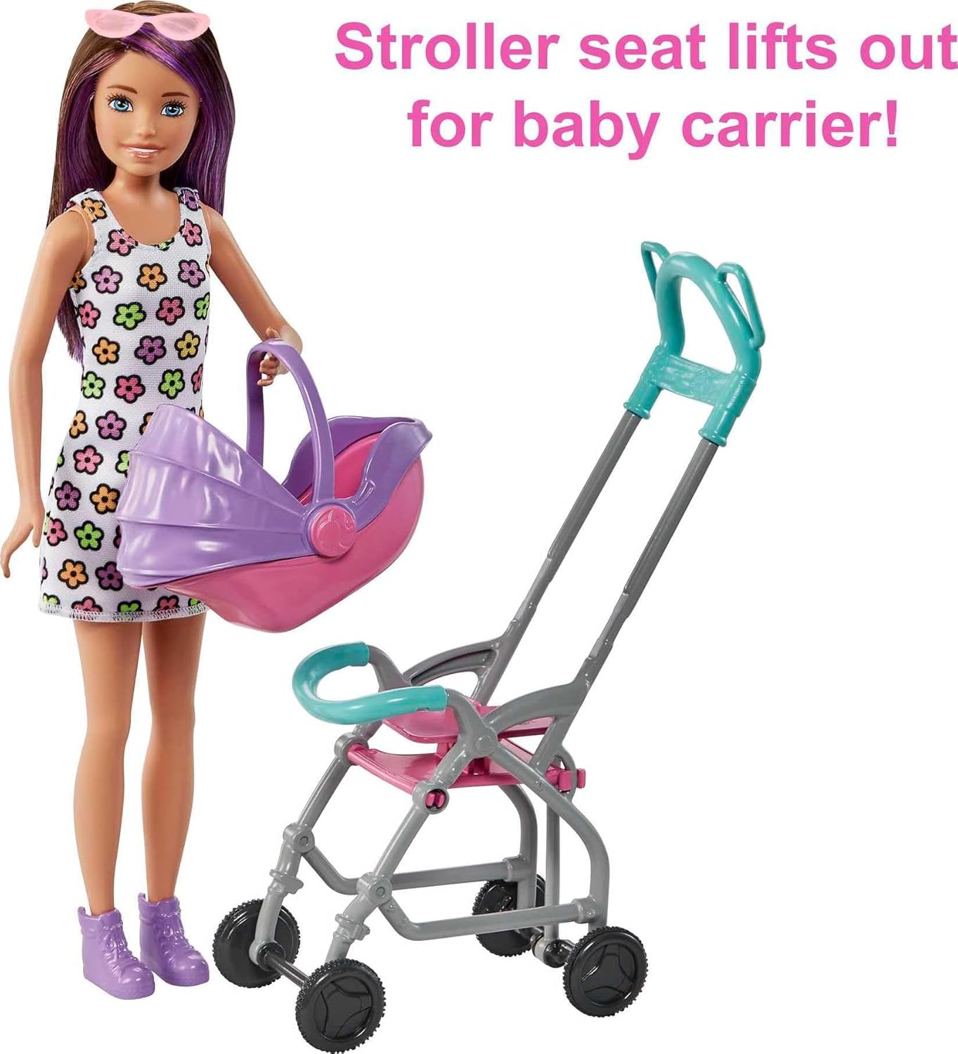 Barbie Skipper Babysitters Inc Playset with Doll, Stroller, Baby Doll & 5 Accessories, Remove Stroller Seat for Carrier-4