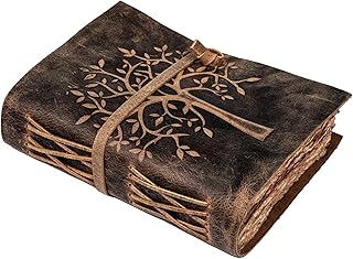 LEATHER VILLAGE Lined Journal Tree of Life - Handmade Vintage Deckle Edge Paper – Leather Journal for Women Men (Distressed Brown, 13 inches X 8 inches-A4)