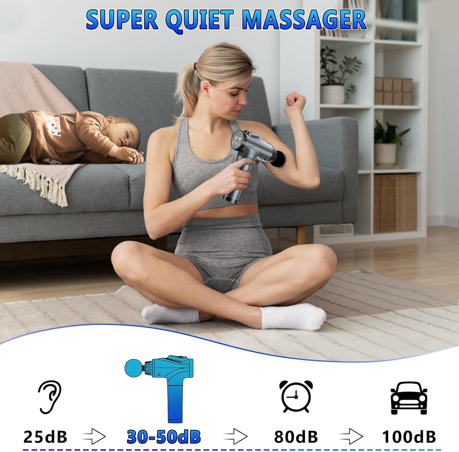 Massage Gun, Muscle Massage Gun for Athletes Handheld Electric Deep Tissue Back Massager, Percussion Massage Device for Pain Relief with 30 Speed Levels 9 Heads,Father's Day Gifts-3