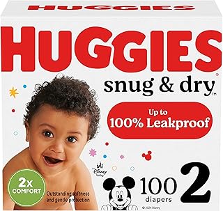 Huggies Size 2 Diapers, Snug & Dry Baby Diapers, Size 2 (12-18 lbs), 100 Count, Packaging May Vary