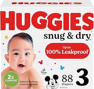 Huggies Size 3 Diapers, Snug & Dry Baby Diapers, Size 3 (16-28 lbs), 88 Count, Packaging May Vary