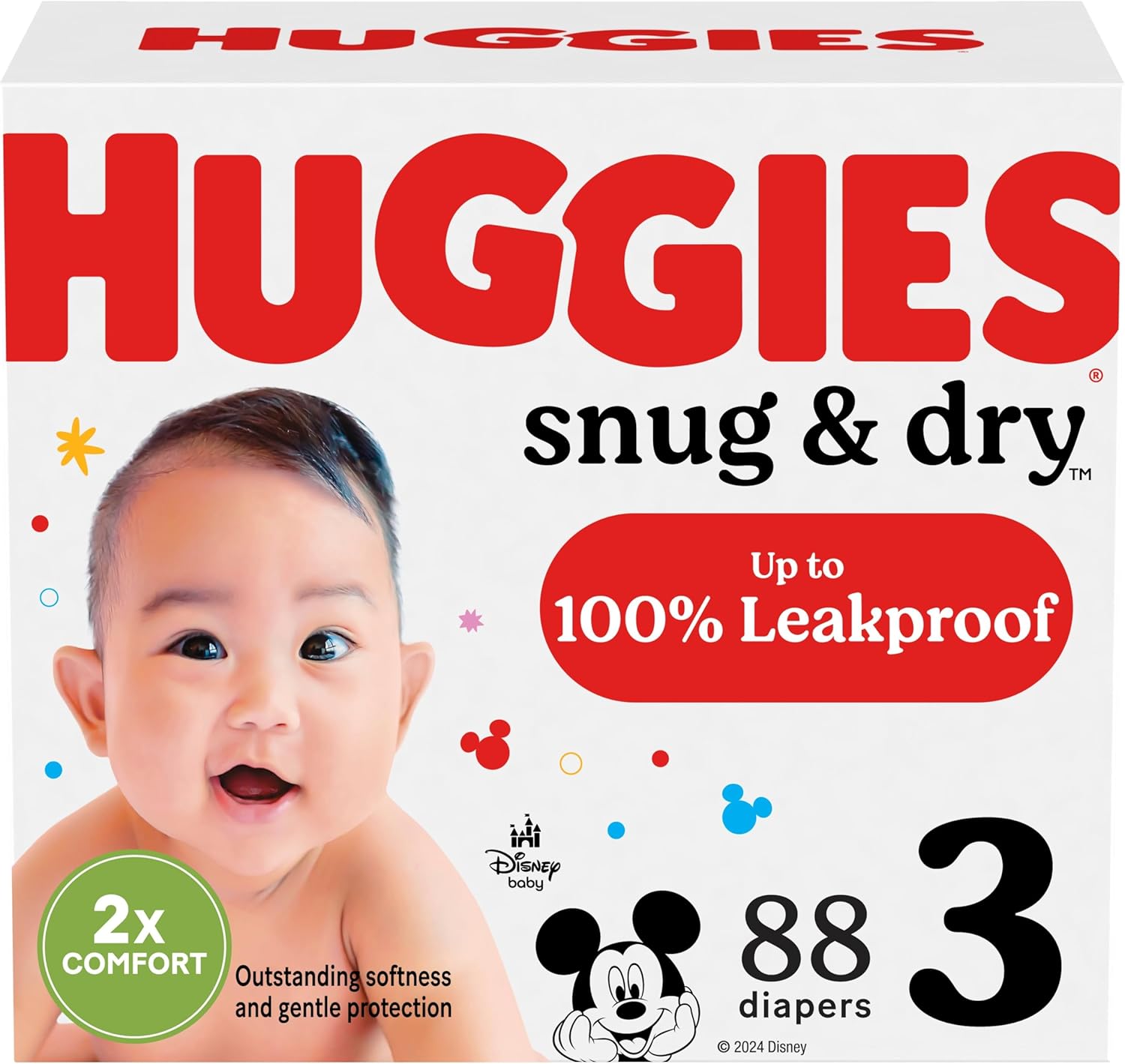 Huggies Size 3 Diapers, Snug & Dry Baby Diapers, Size 3 (16-28 lbs), 88 Count, Packaging May Vary-0