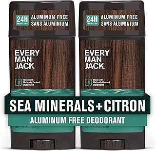 Every Man Jack Sea Minerals + Citron Men’s Deodorant - Stay Fresh with Aluminum Free Deodorant For all Skin Types - Odor Crushing, Long Lasting, with Naturally Derived Ingredients - 3oz (2 Pack)