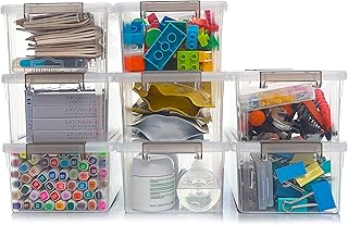 Citylife 8 Packs Small Storage Bins with Lids 3.2 QT Plastic Storage Containers for Organizing Stackable Clear Storage Boxes