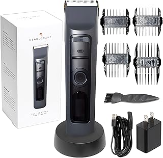 Brio Beardscape V2 Beard Trimmer for Men, Hair Trimmer for Men with Low-Friction Ceramic Blade, Quiet Beard and Mustache Trimmer for Men (Gray)