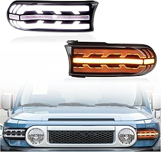 Switchback White/Amber Front LED DRL Headlight as Daytime Running light and Turn Signal Light 2 in 1 Compatible with Toyota FJ Cruiser 2007-2021 Accessories