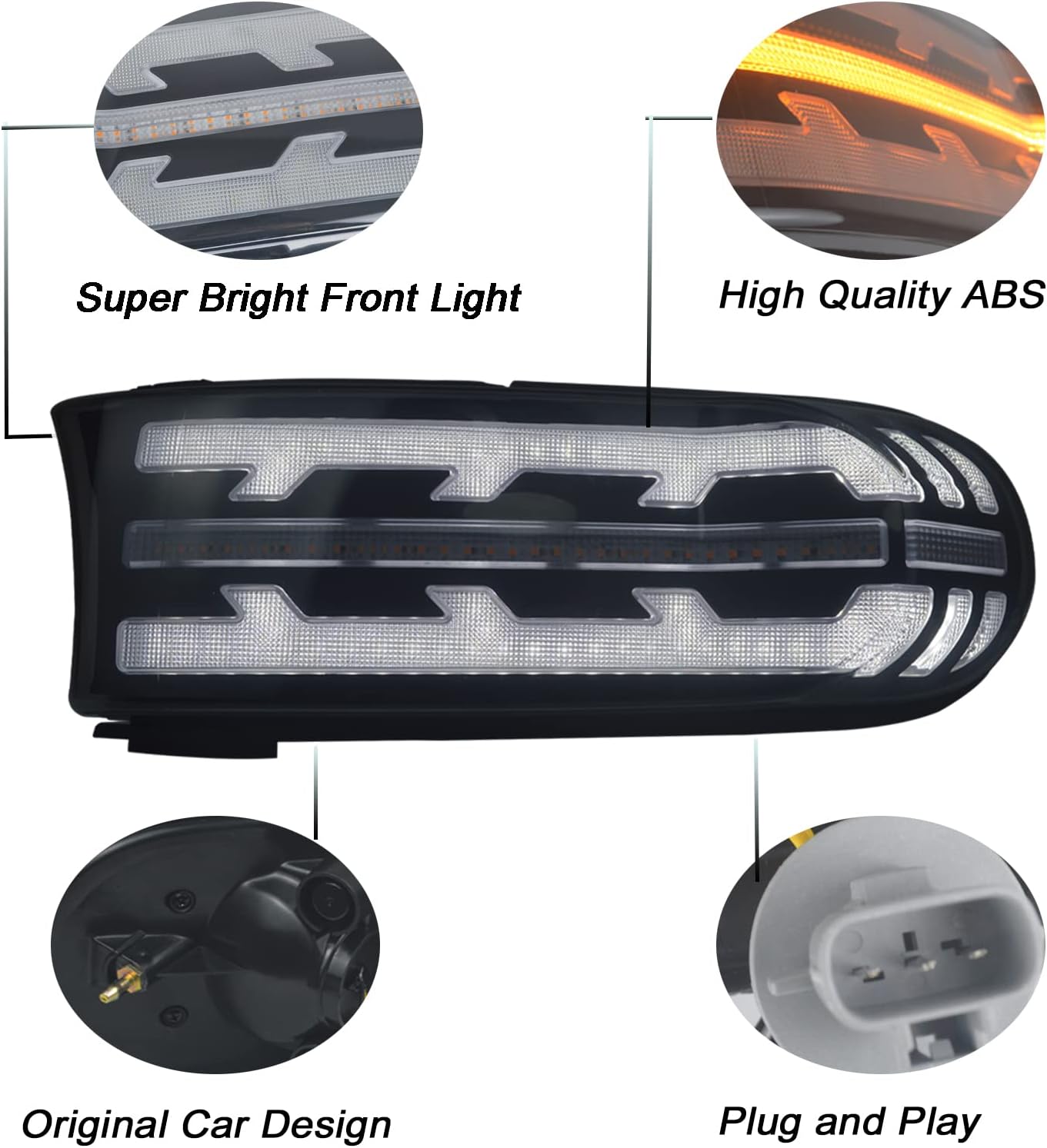 Switchback White/Amber Front LED DRL Headlight as Daytime Running light and Turn Signal Light 2 in 1 Compatible with Toyota FJ Cruiser 2007-2021 Accessories-2