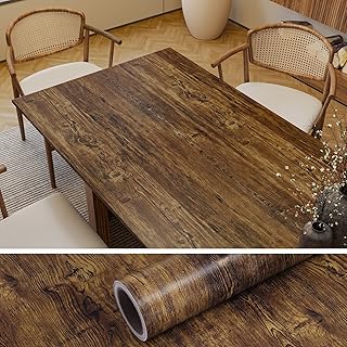 VEELIKE 15.7''x118'' Thick Rustic Wood Wallpaper Peel and Stick Brown Wood Contact Paper Waterproof Self Adhesive Wood Grain Contact Paper for Kitchen Cabinets Countertops Table Shelf Liners Drawer