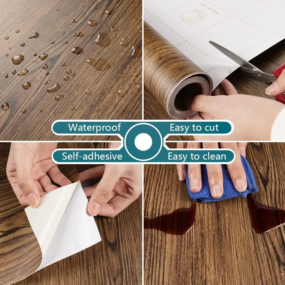 VEELIKE 15.7''x118'' Thick Rustic Wood Wallpaper Peel and Stick Brown Wood Contact Paper Waterproof Self Adhesive Wood Grain Contact Paper for Kitchen Cabinets Countertops Table Shelf Liners Drawer-7