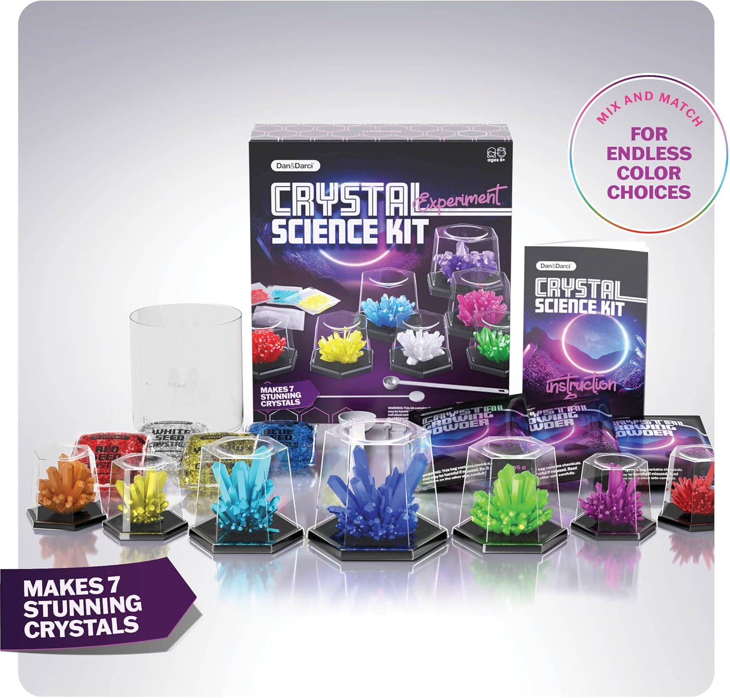 Dan&Darci Crystal Growing Kit for Kids - Science Experiments Gifts for Boys & Girls Ages 8-14 Year Old - Toys Teen Age Boy/Girl Arts & Crafts Kits - Cool Projects Ideas 8 9 10 11 12 Yr Olds-7