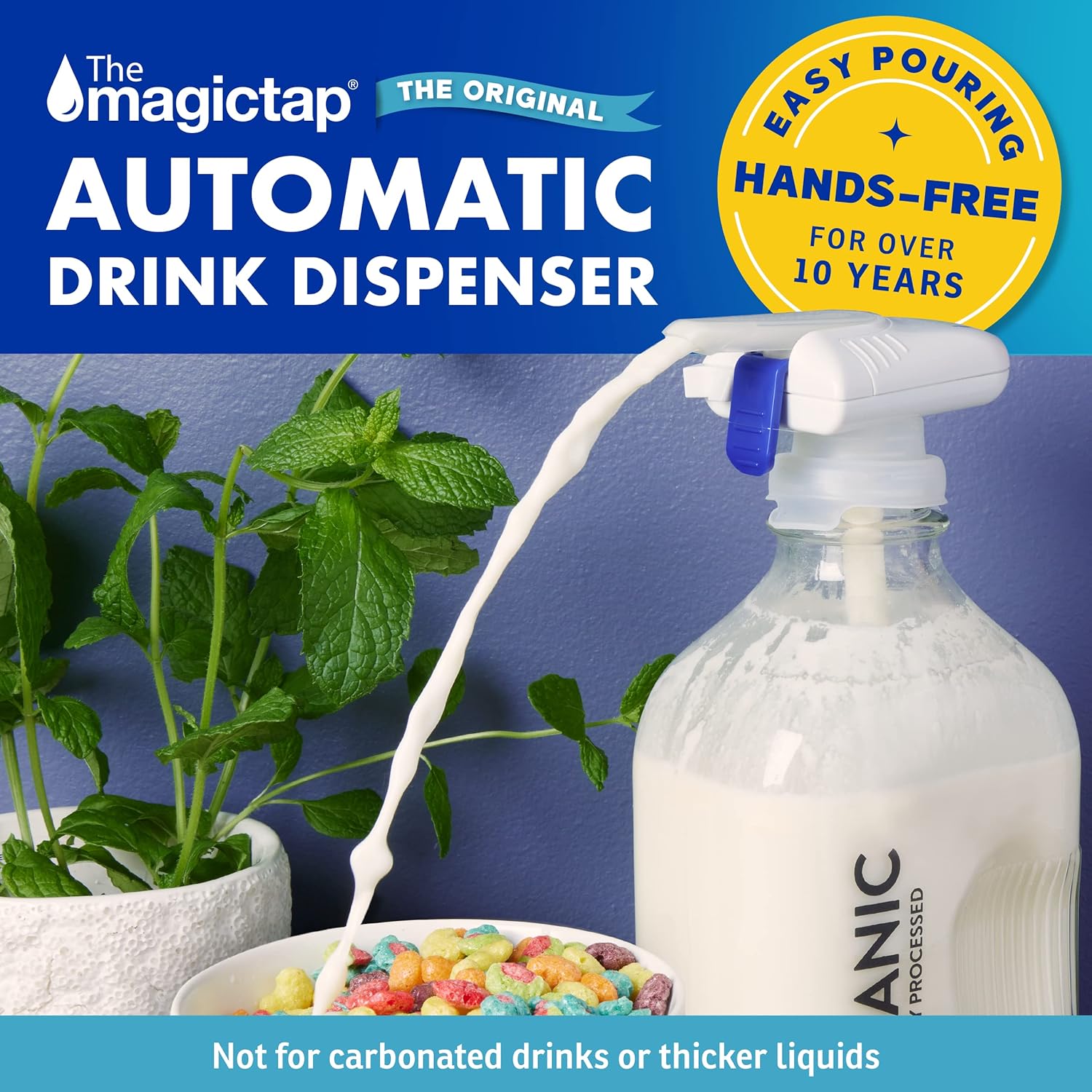 The Magic Tap Automatic Drink Dispenser - Hands-Free Beverage Dispenser for Fridge - Perfect for Milk, Juice - Gifts for Women & Men - 1 Pack, White-1