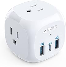 Anker USB C Outlet Extender, Anker 321 Outlet Extender With 3 Outlets and 20W USB C Charging for iPhone 13/12 Series, Power Delivery Charging for Dorm Rooms, Home Office, Cruise Ship Travel Esstential