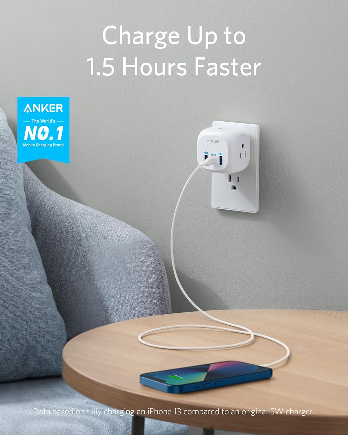 Anker USB C Outlet Extender, Anker 321 Outlet Extender With 3 Outlets and 20W USB C Charging for iPhone 13/12 Series, Power Delivery Charging for Dorm Rooms, Home Office, Cruise Ship Travel Esstential-1