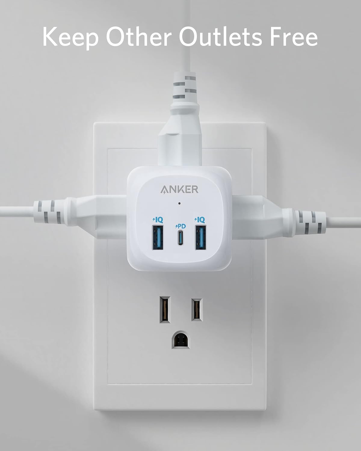 Anker USB C Outlet Extender, Anker 321 Outlet Extender With 3 Outlets and 20W USB C Charging for iPhone 13/12 Series, Power Delivery Charging for Dorm Rooms, Home Office, Cruise Ship Travel Esstential-4