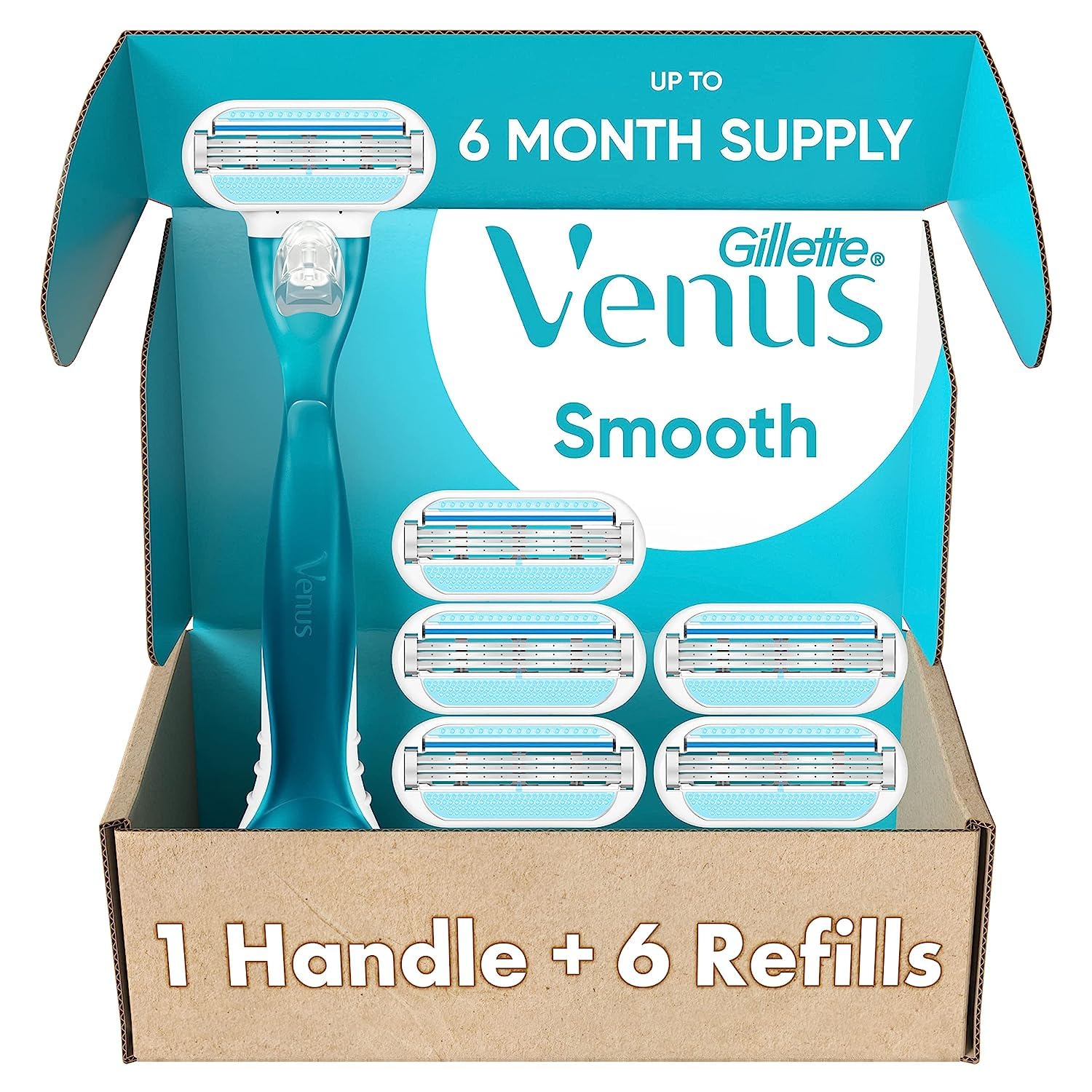 Gillette Venus Smooth Razors for Women, Includes 1 Handle, 6 Razor Blade Refills-0