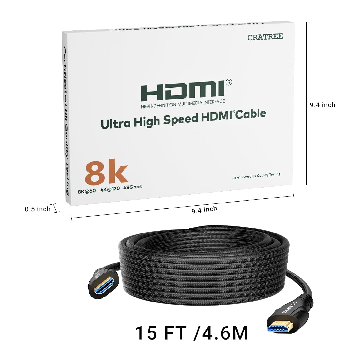 HDMI Cables 15FT Long - 8K Ultra High Speed HDMI Cable,48Gbps HDMI Braided Cord,8K 60hz,4K 120hz,eARC,HDCP 2.2&2.3 - Compatible for HDTV/PS5/Xbox-7