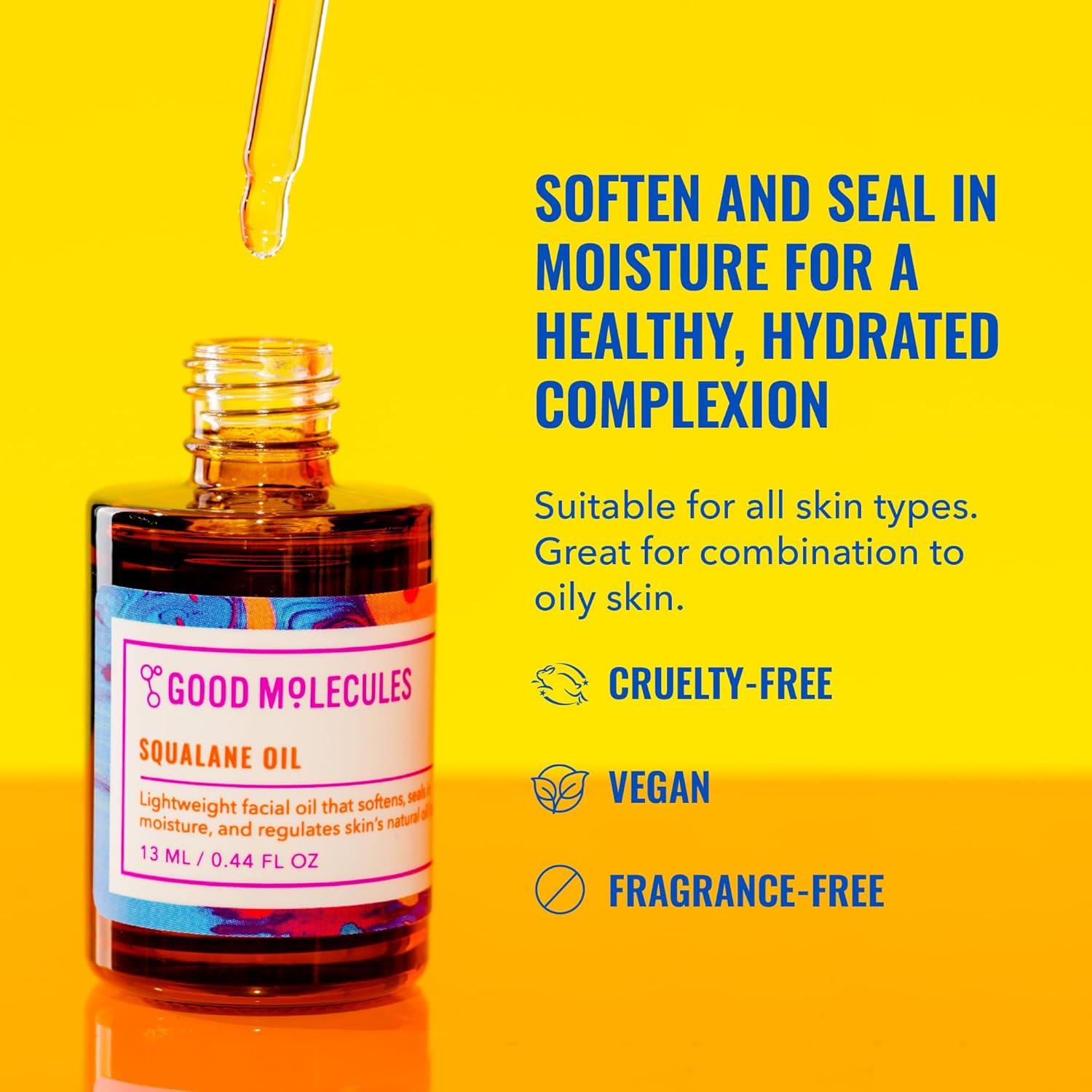 Good Molecules Squalane Oil - Moisturizer for Face, Skin, and Hair, Plumping, Firming, Anti-Aging - Skincare for Face to Hydrate and Calm the Skin-1