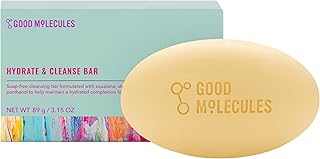 Good Molecules Hydrate and Cleanse Bar - Soap-Free Bar with Macadamia Nut, Almond Oil and Shea Butter to Moisturize - Skincare for Face and Body