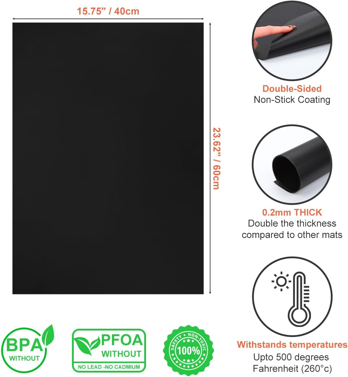 Oven Liner, Oven Liners for Bottom of Oven, 2 Pack, 15.75" * 23.62" Easy to Clean, Nonstick, Reusable, bbq grill mat, Oven Mat, Made without BPA and PFOA-1