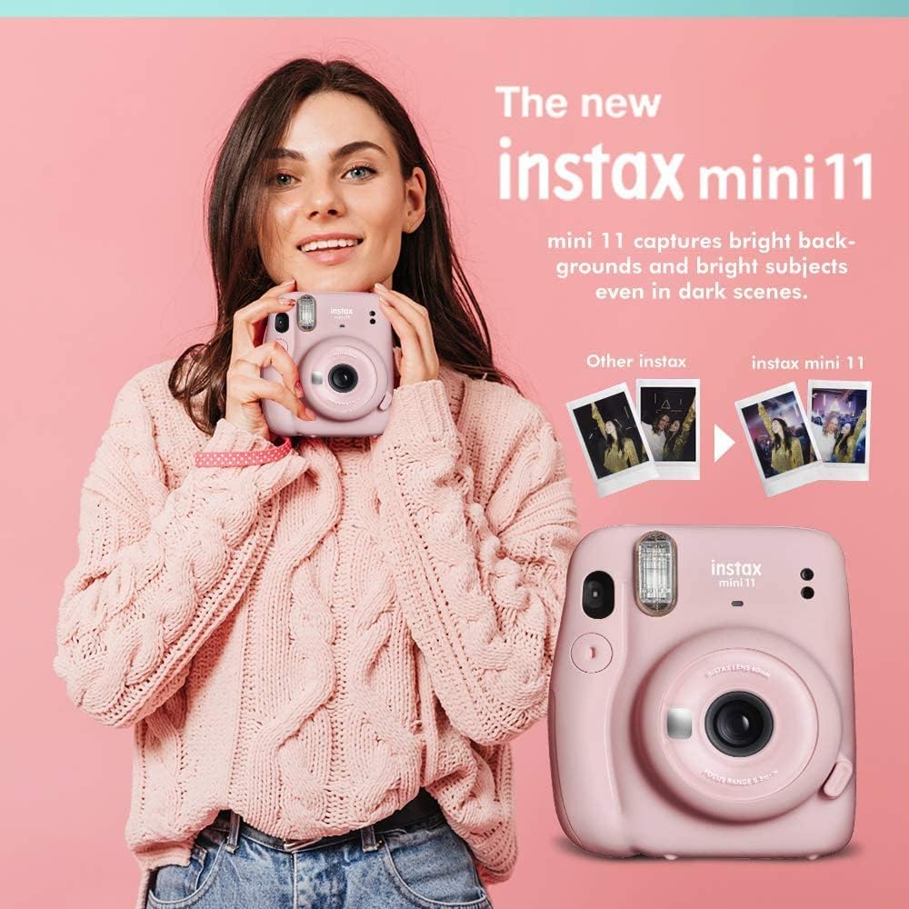 Fujifilm Instax Mini 11 Instant Camera Blush Pink + Fuji Film Value Pack (40 Sheets) + Shutter Accessories Bundle, Incl. Compatible Carrying Case, Quicksand Beads Photo Album 64 Pockets-3