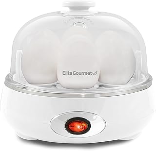 Elite Gourmet EGC007CHW Easy Electric 7 Egg Capacity Cooker, Poacher, Omelet Maker, Scrambled, Soft, Medium, Hard Boiled with Auto Shut-Off and Buzzer, BPA Free, Classic White