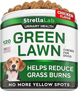 STRELLALAB Grass Burn Spot Chews for Dogs - Dog Urine Neutralizer for Lawn - Dog Pee Lawn Spot Saver - Natural Treatment Caused by Dog Urine - Grass Treatment Rocks -DL-Methionine+Enzymes - 120 Chew