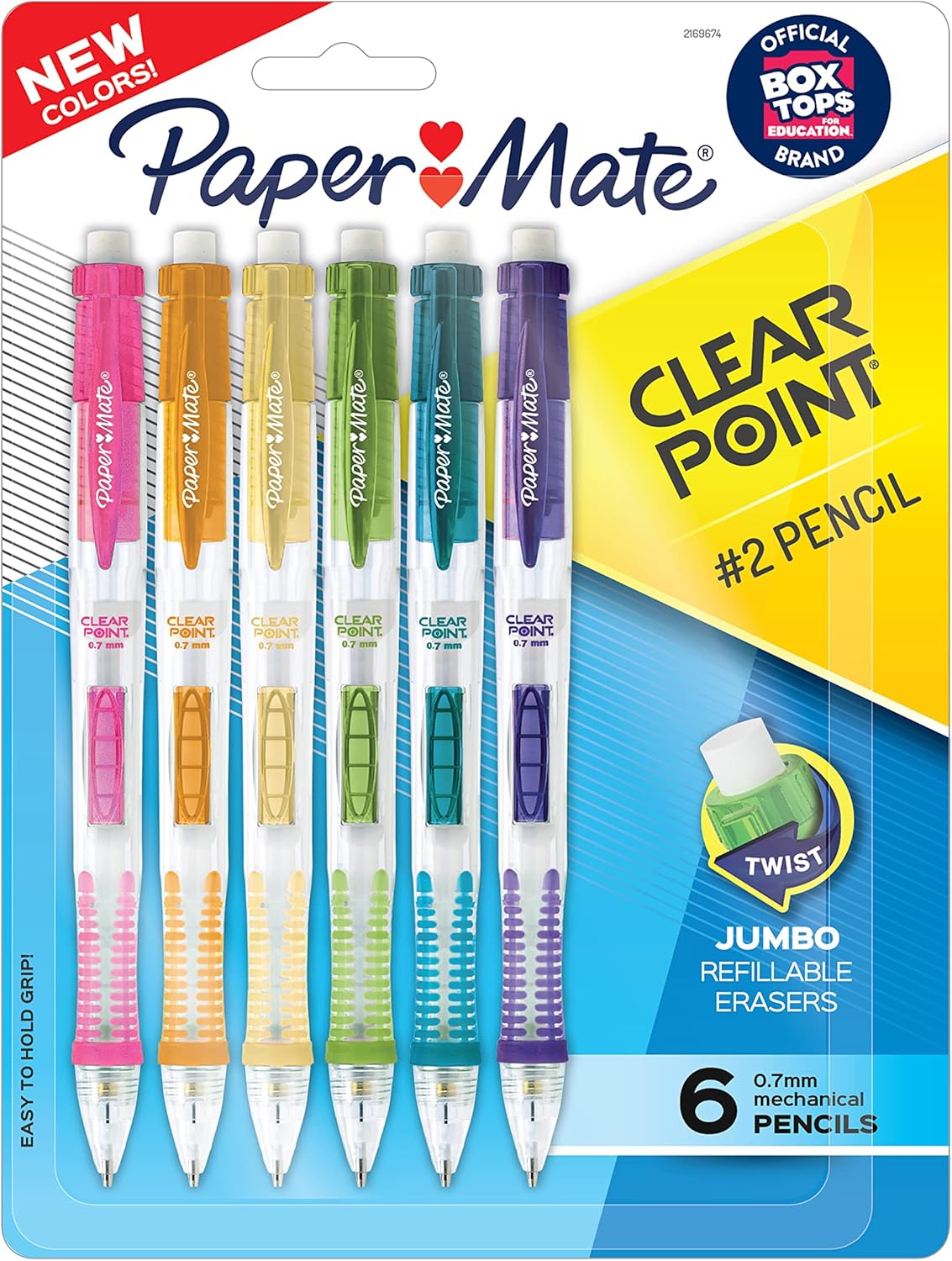 Paper Mate Clearpoint Mechanical Pencils 0.7mm, HB #2 Pencils Lead, Office Supplies, School Supplies, Teacher Supplies, Drawing Supplies, Drafting Pencils, Assorted Barrel Colors, 6 Count-0