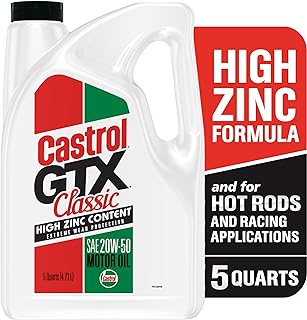 Castrol GTX Classic 20W-50 Conventional Motor Oil, 5 Quarts